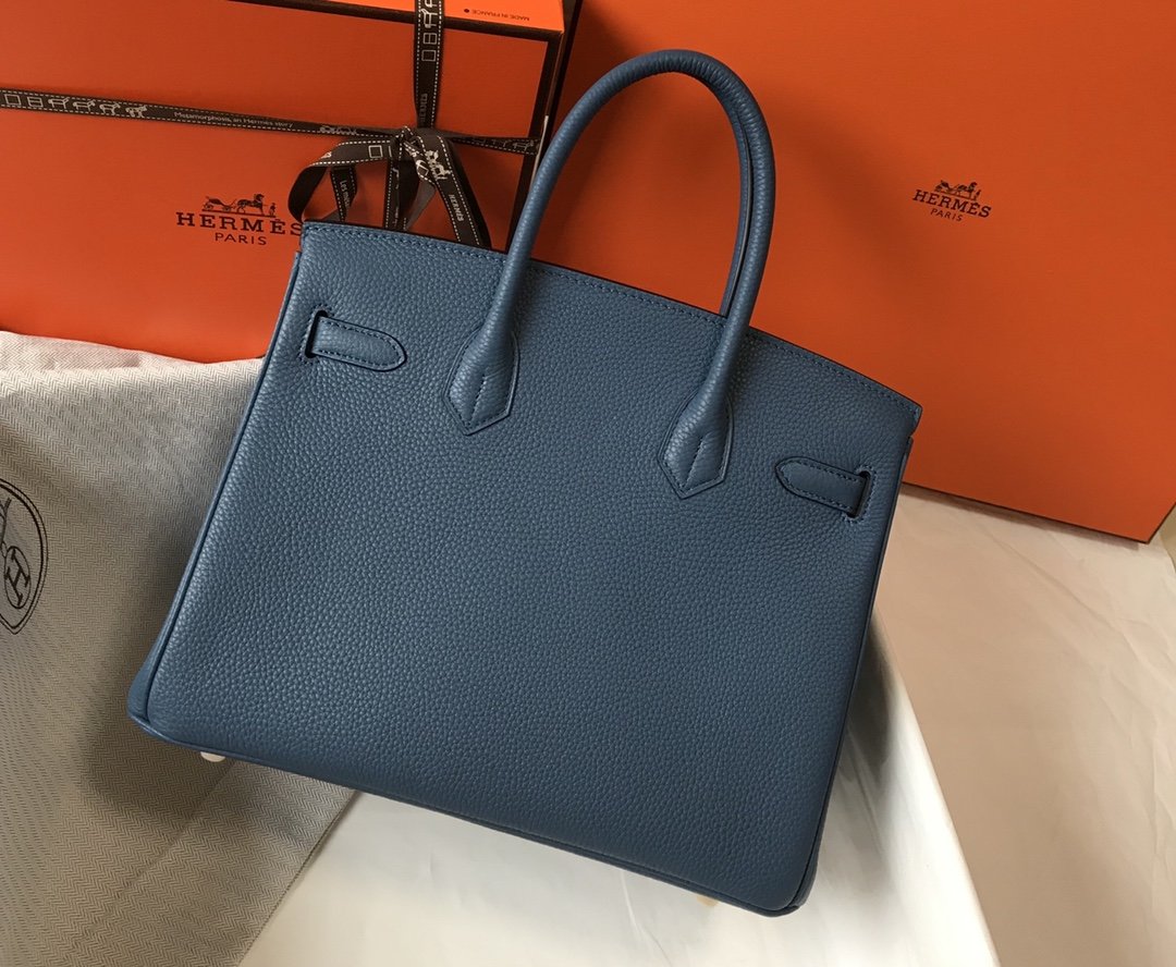 GLAMI Birkin Blue For Women Gold-Toned Hardware 11in/30cm