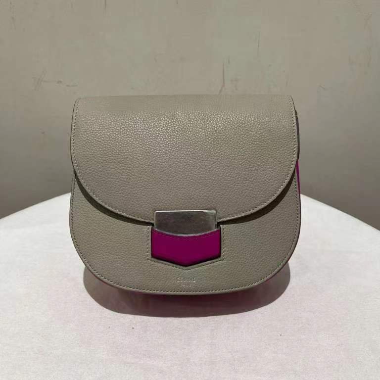 Celine - Trotteur Handbag - Leather Grey Plain TT-0001