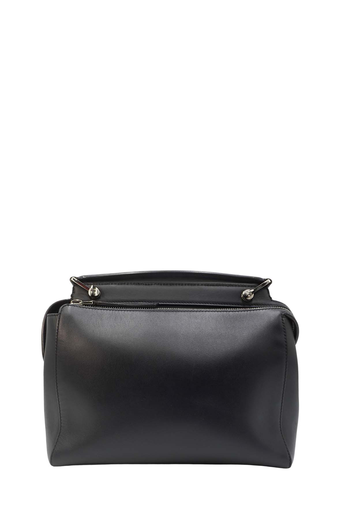 DotCom Convertible Satchel Ruffled Leather Bag Black
