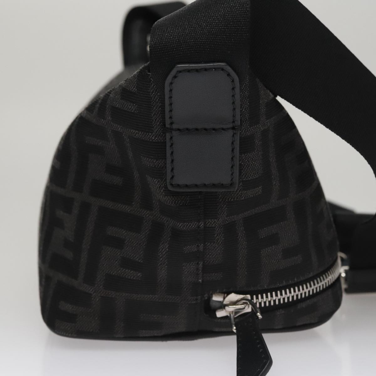 FENDI Zucca Canvas Shoulder Bag Black FF3878A