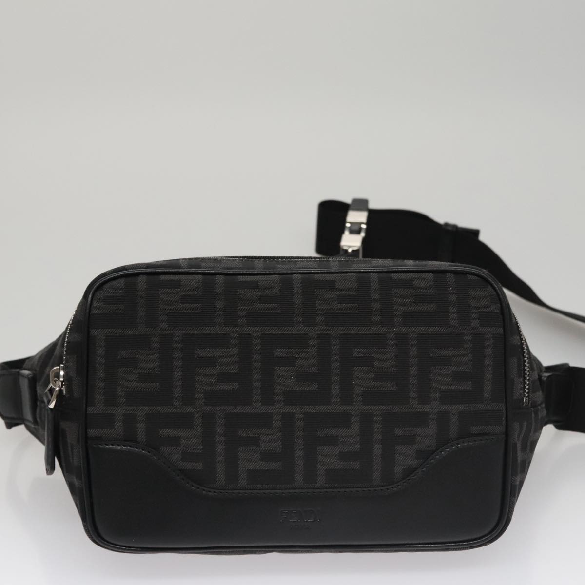 FENDI Zucca Canvas Shoulder Bag Black FF3878A