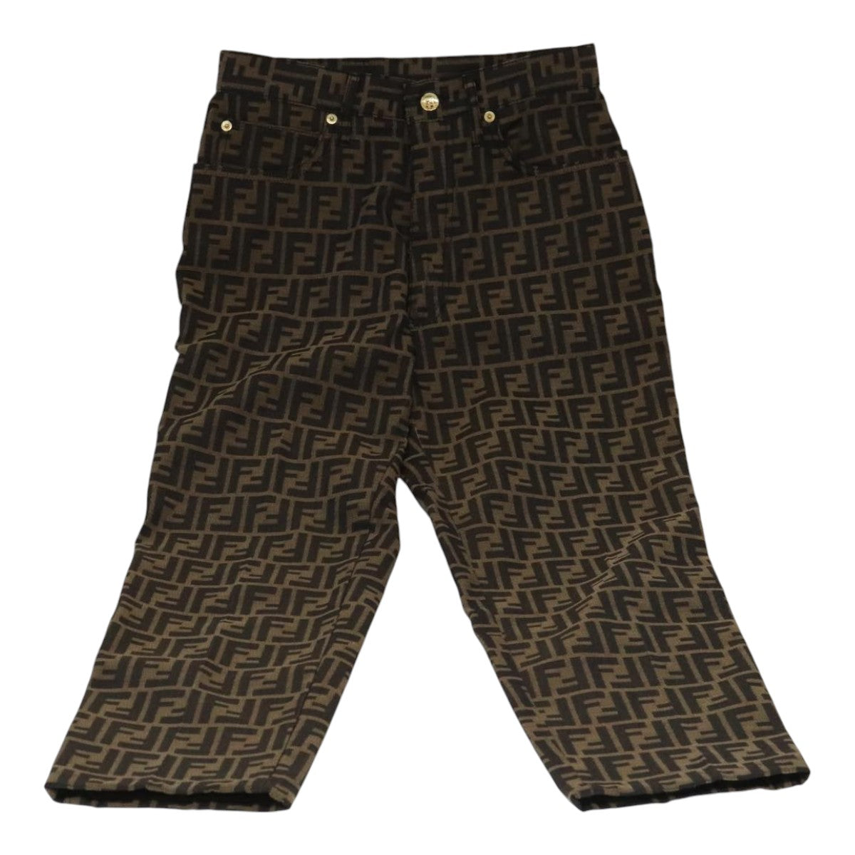 FENDI Zucca Canvas Pants 43 Black Brown FF6052