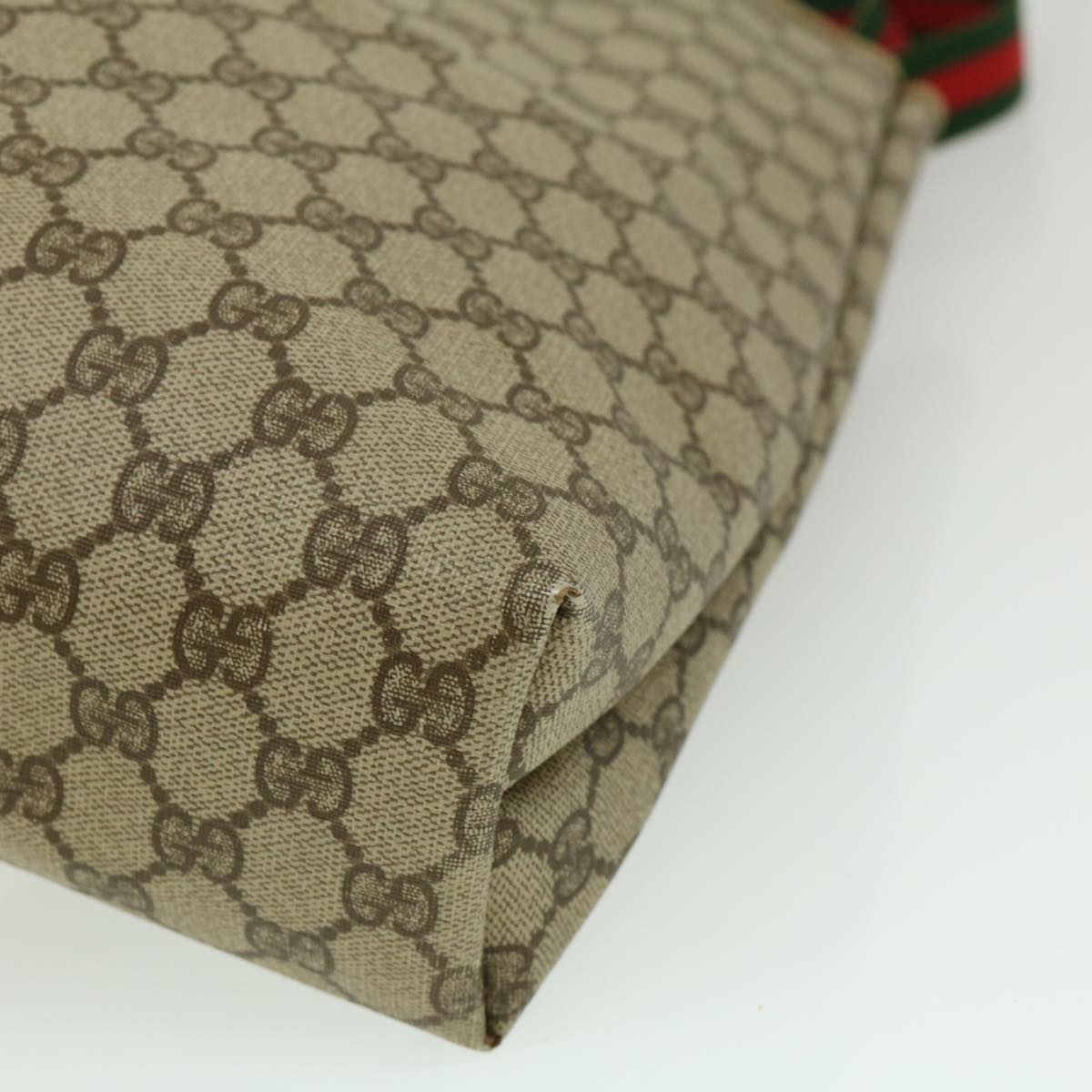 GUCCI Web Sherry Line GG Canvas Tote Bag Beige Red Green fm1307