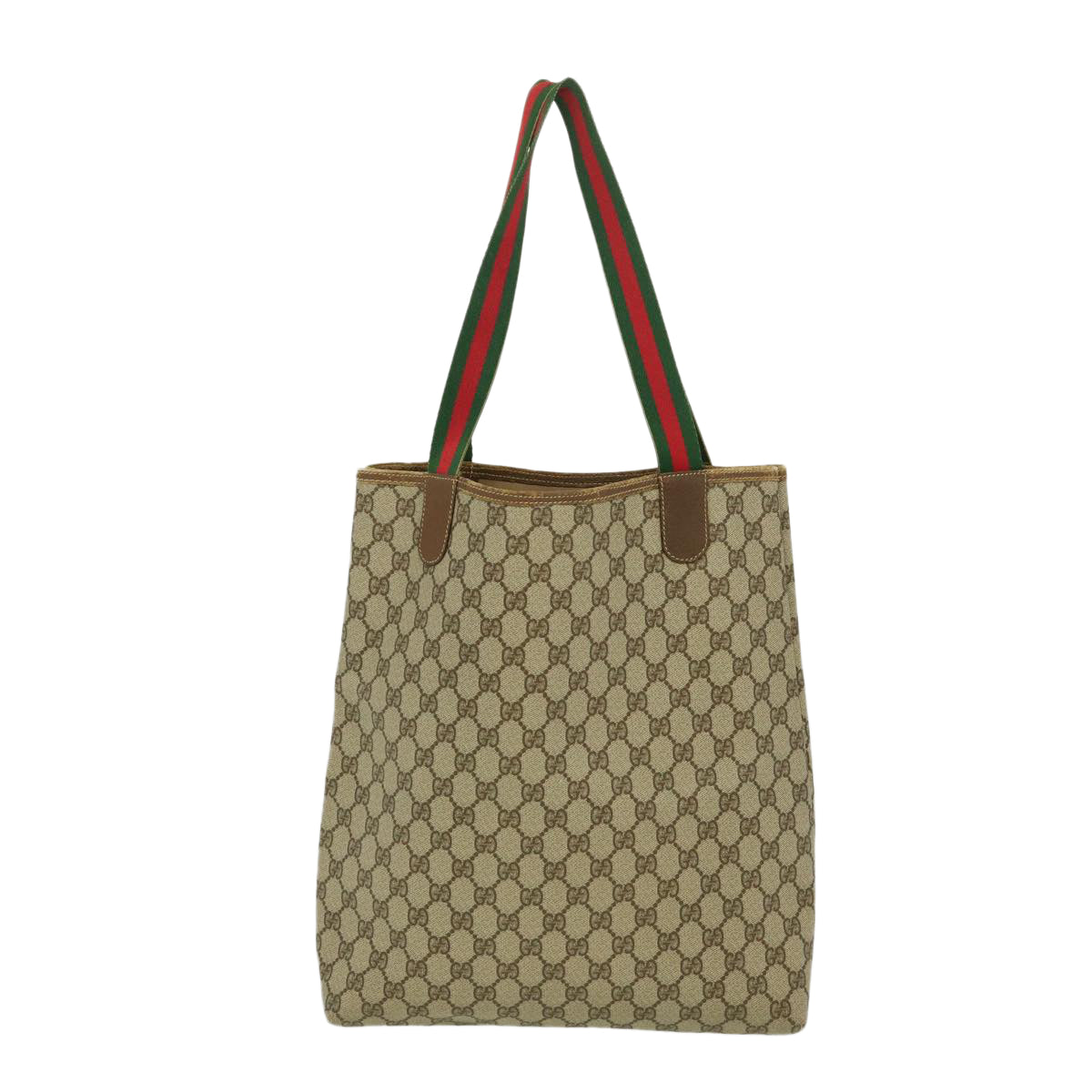 GUCCI Web Sherry Line GG Canvas Tote Bag Beige Red Green fm1307