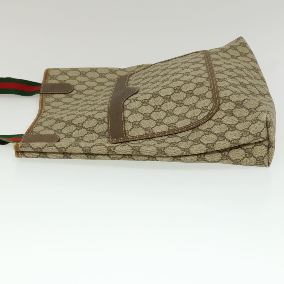 GUCCI Web Sherry Line GG Canvas Tote Bag Beige Red Green fm1307