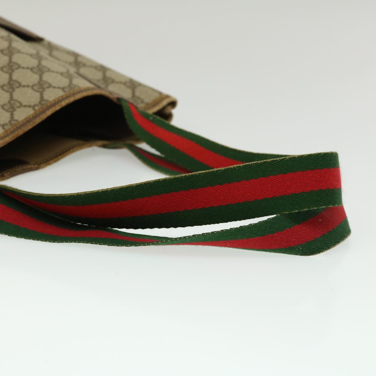 GUCCI Web Sherry Line GG Canvas Tote Bag Beige Red Green fm1307