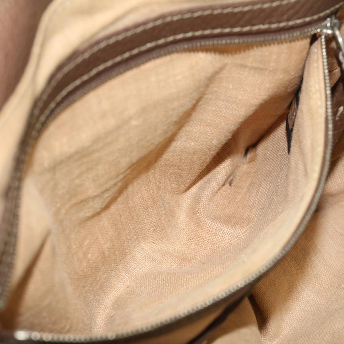 FENDI Hand Bag Leather Brown fm1328
