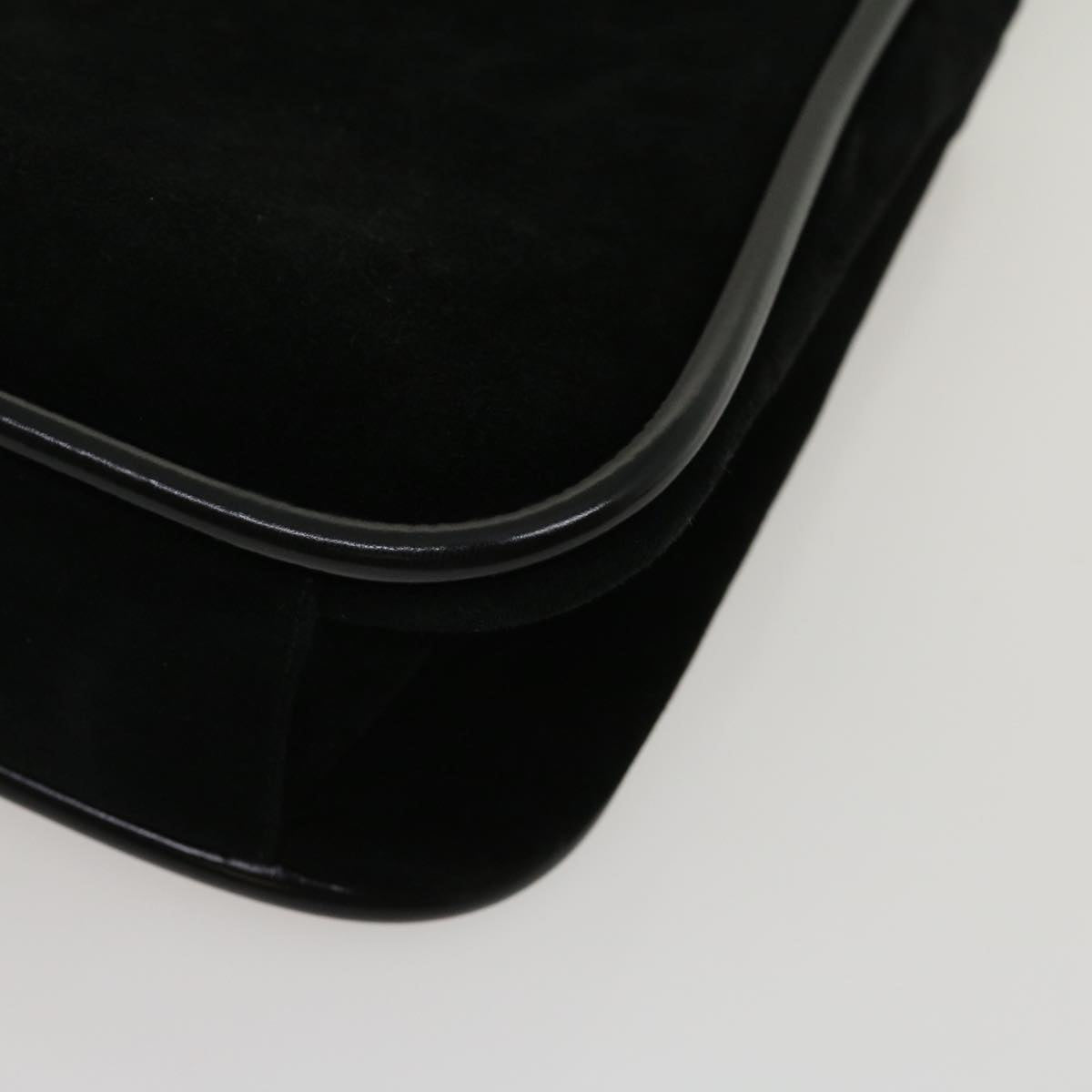 GUCCI Shoulder Bag Suede Leather Black fm1455