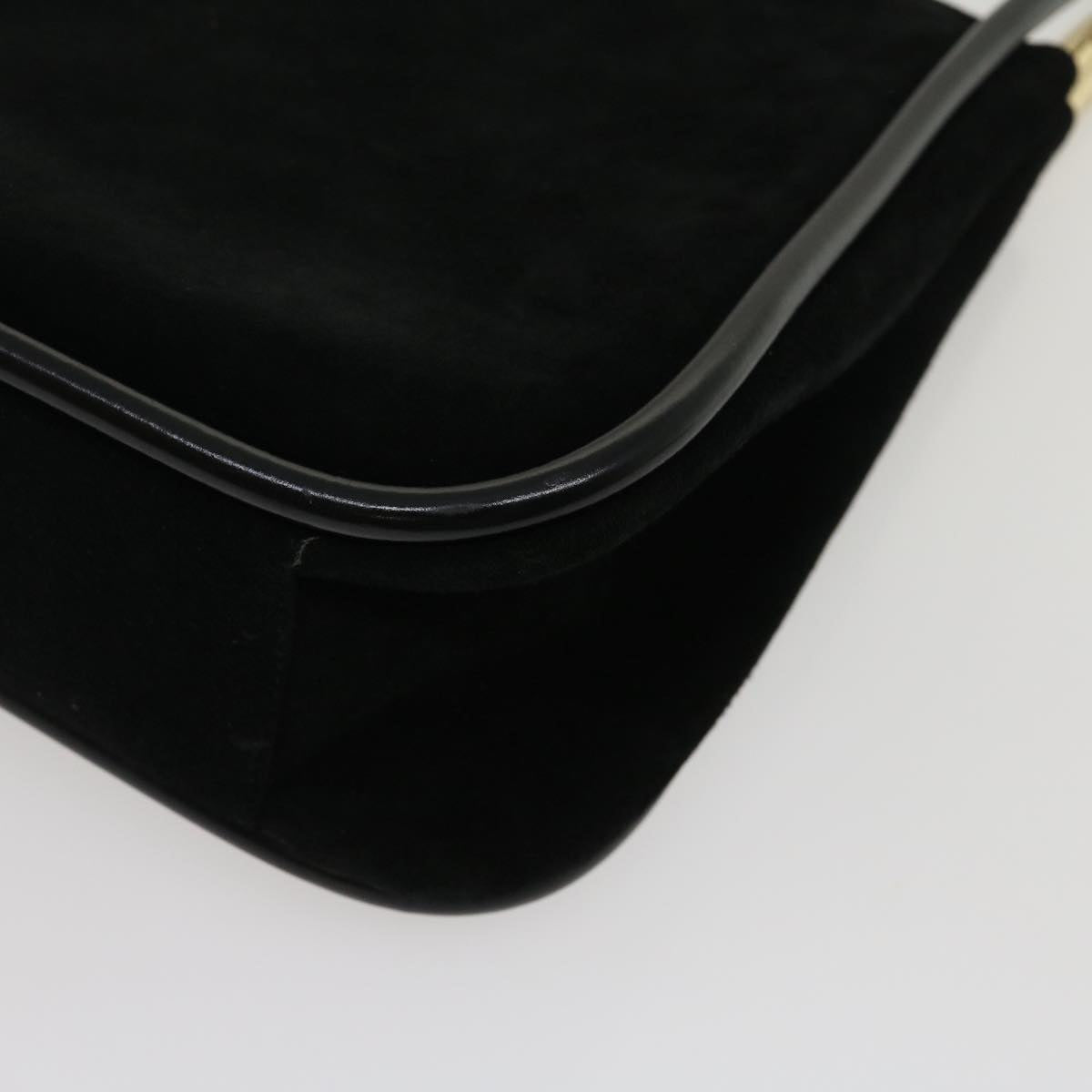 GUCCI Shoulder Bag Suede Leather Black fm1455