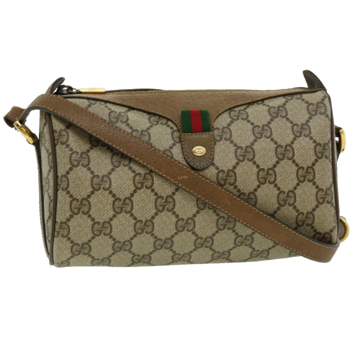 GUCCI GG Canvas Web Sherry Line Shoulder Bag Beige Red Green 8902018 fm1530