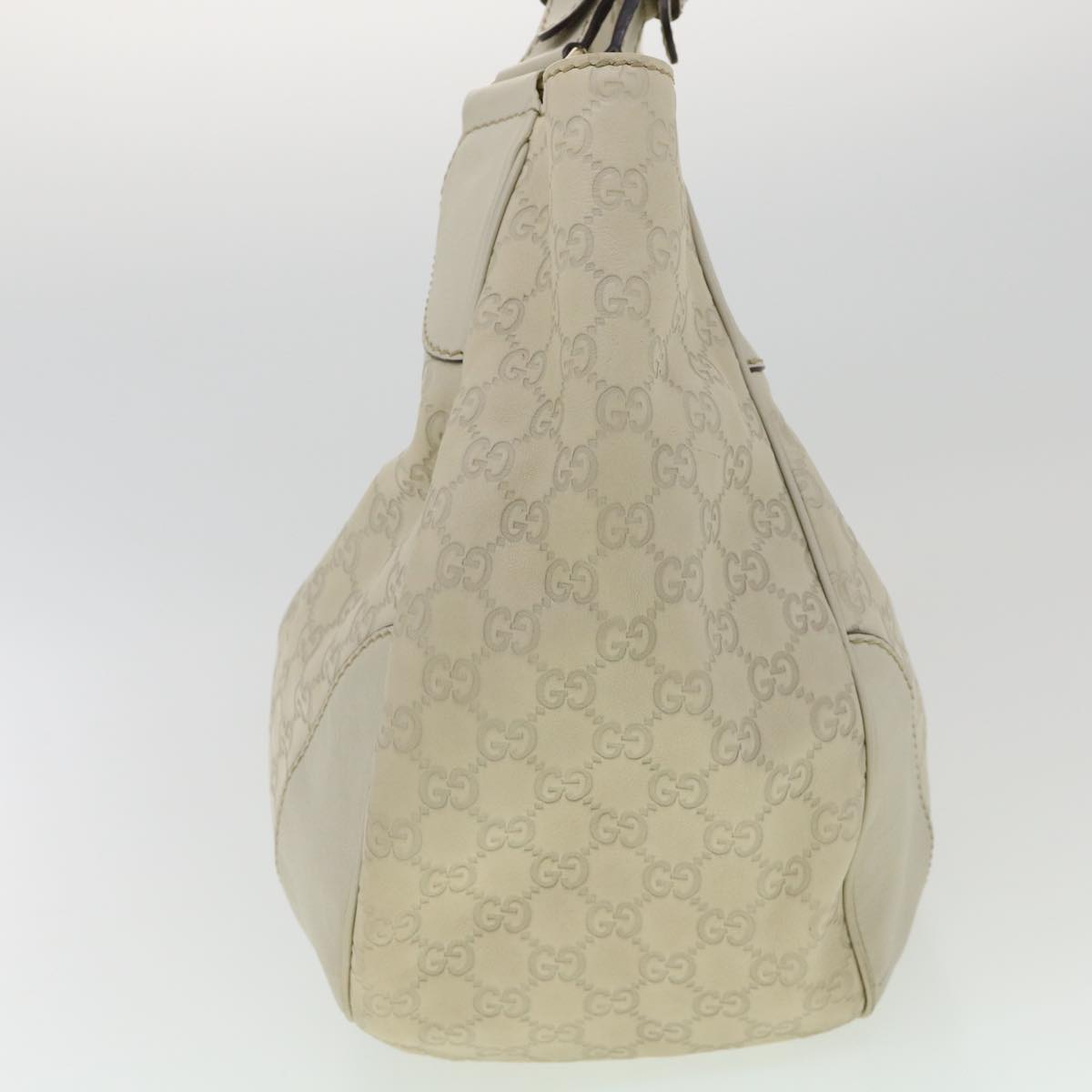GUCCI GG Canvas Tote Bag Leather White fm1564