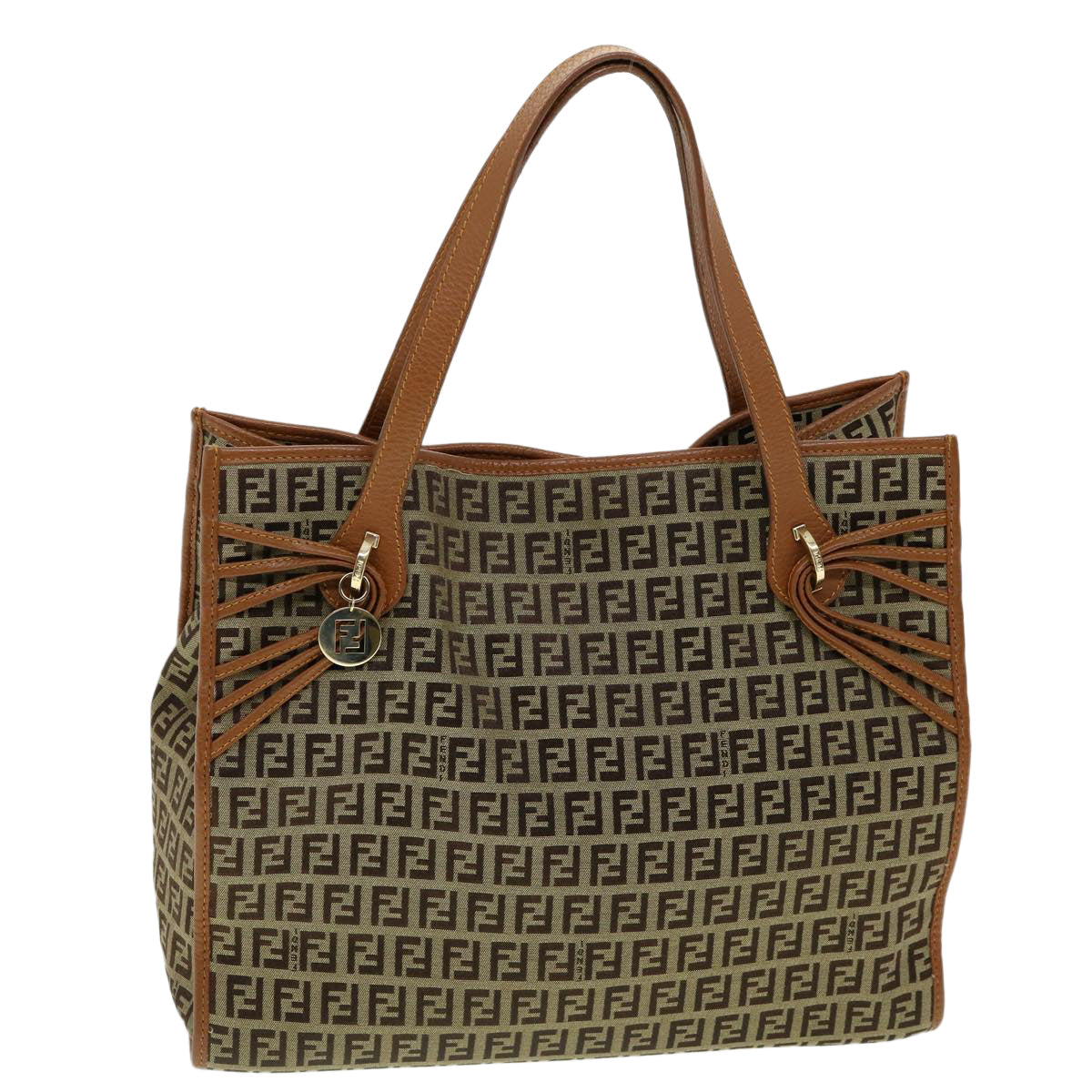 FENDI Zucchino Canvas Tote Bag Brown fm1568