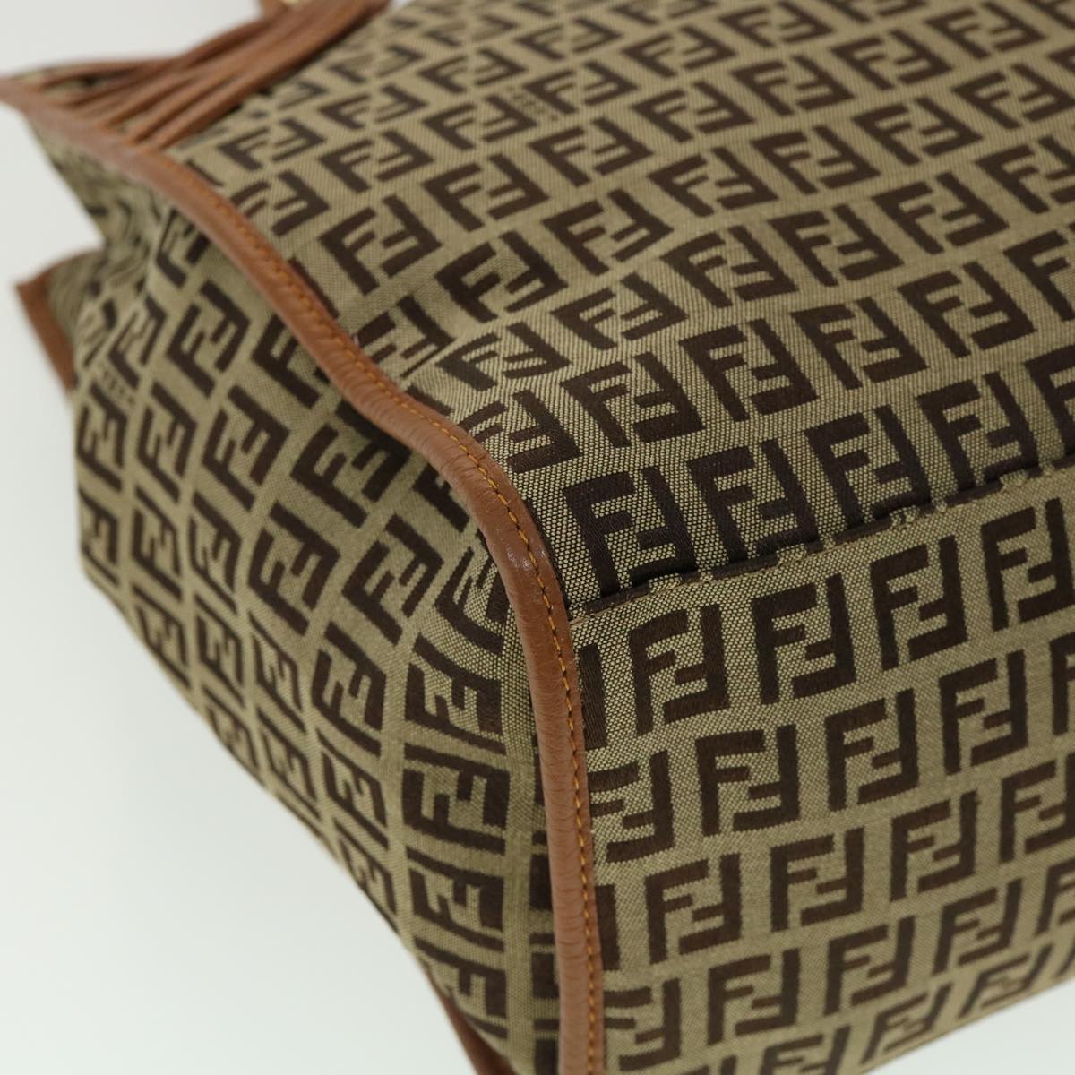 FENDI Zucchino Canvas Tote Bag Brown fm1568