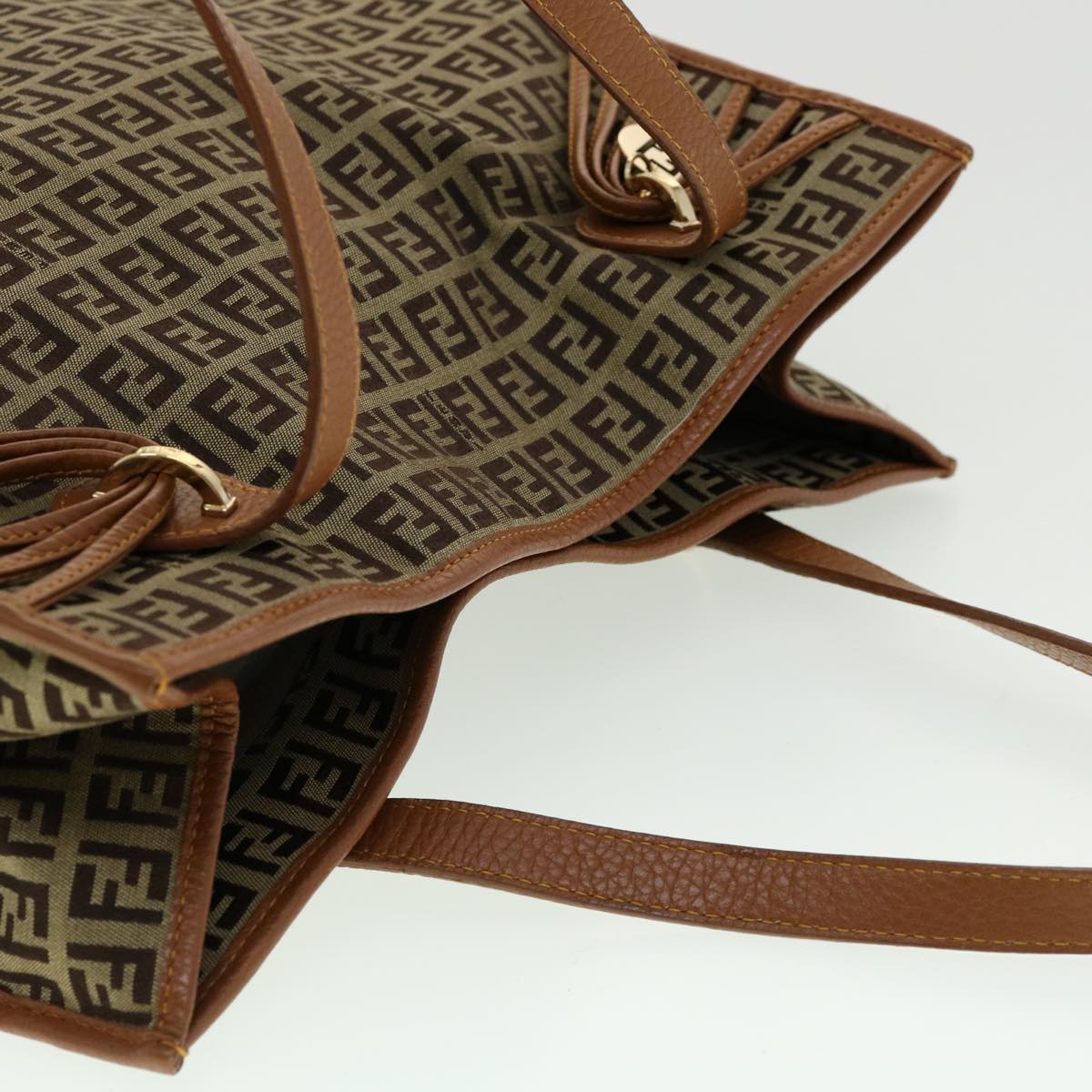 FENDI Zucchino Canvas Tote Bag Brown fm1568