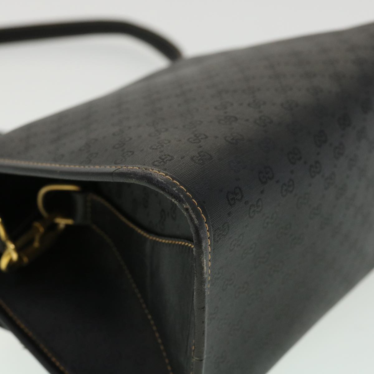GUCCI Micro GG Canvas Turn Lock Shoulder Bag Black fm1814