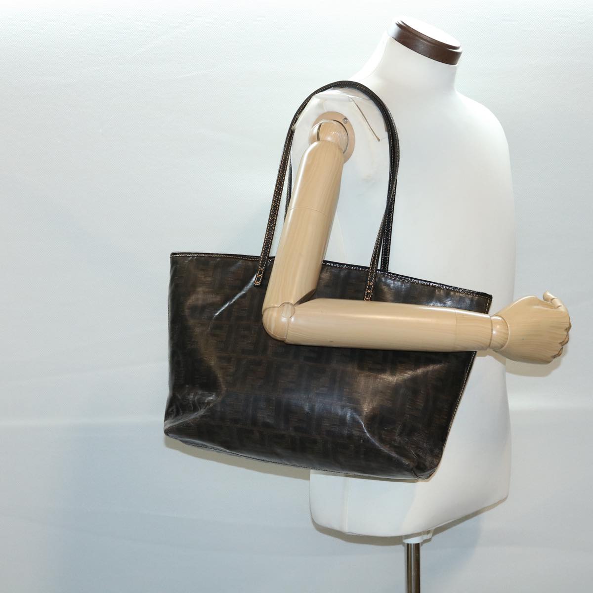 FENDI Zucca Canvas Tote Bag Enamel Brown Yellow fm1818
