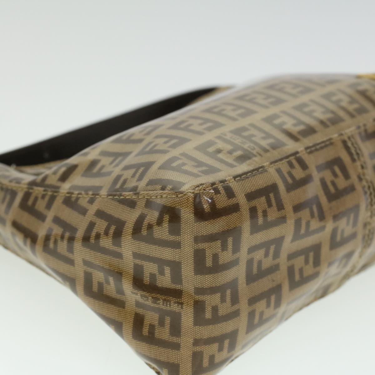 FENDI Zucchino Canvas Hand Bag Enamel Brown fm1867