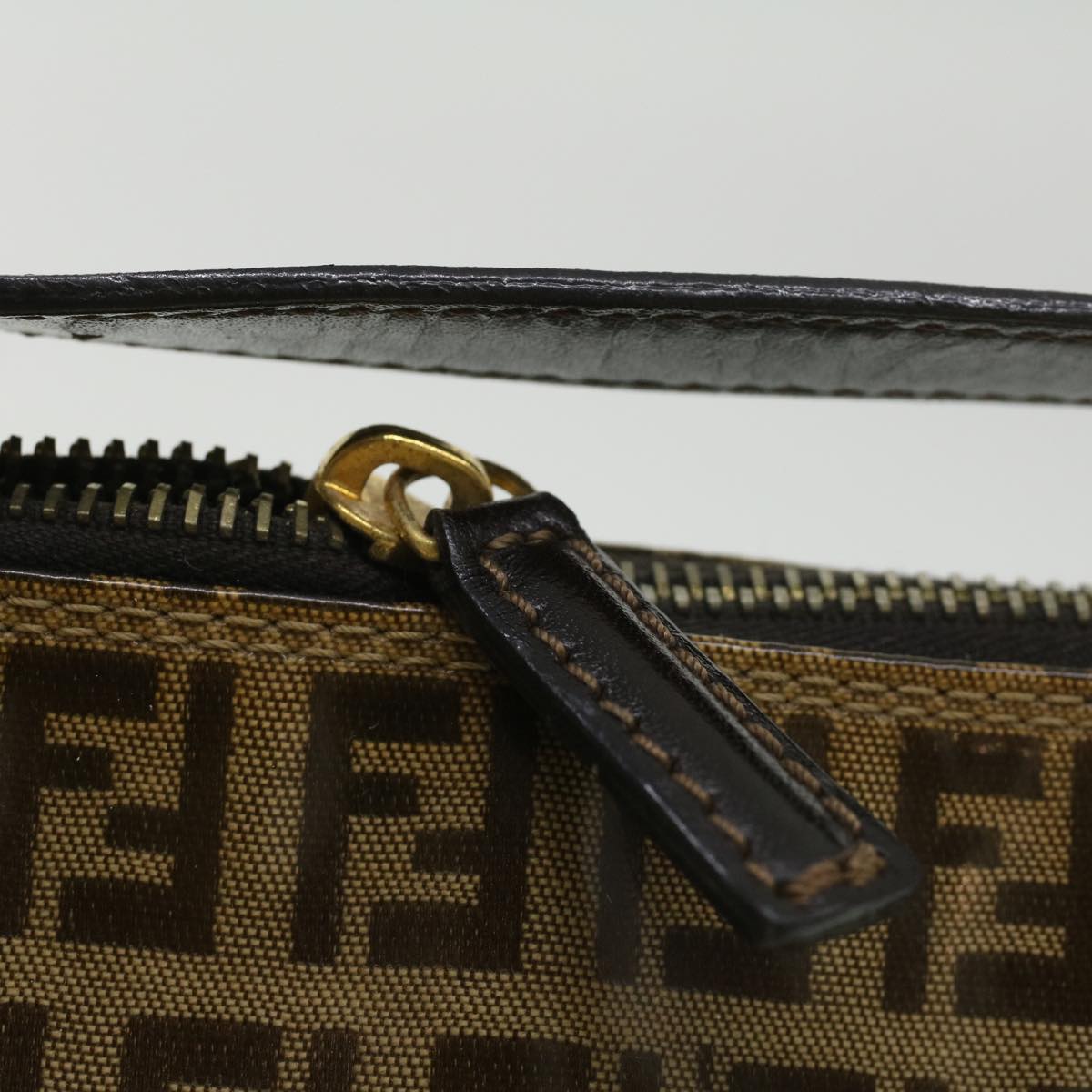 FENDI Zucchino Canvas Hand Bag Enamel Brown fm1867