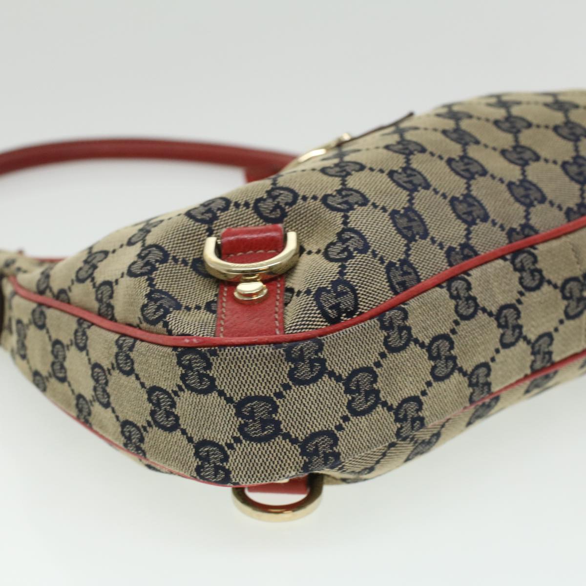 GUCCI GG Canvas Shoulder Bag Beige Red fm1893