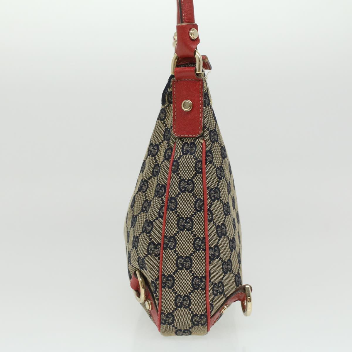 GUCCI GG Canvas Shoulder Bag Beige Red fm1893