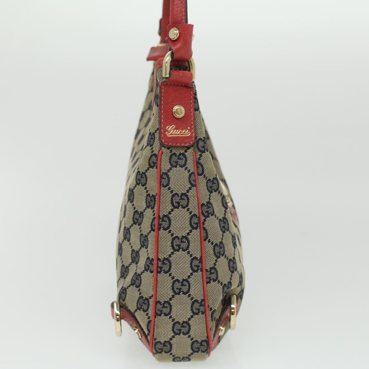 GUCCI GG Canvas Shoulder Bag Beige Red fm1893