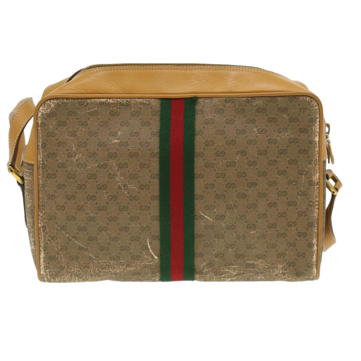 GUCCI Micro GG Canvas Web Sherry Line Shoulder Bag Beige Red Green fm1935