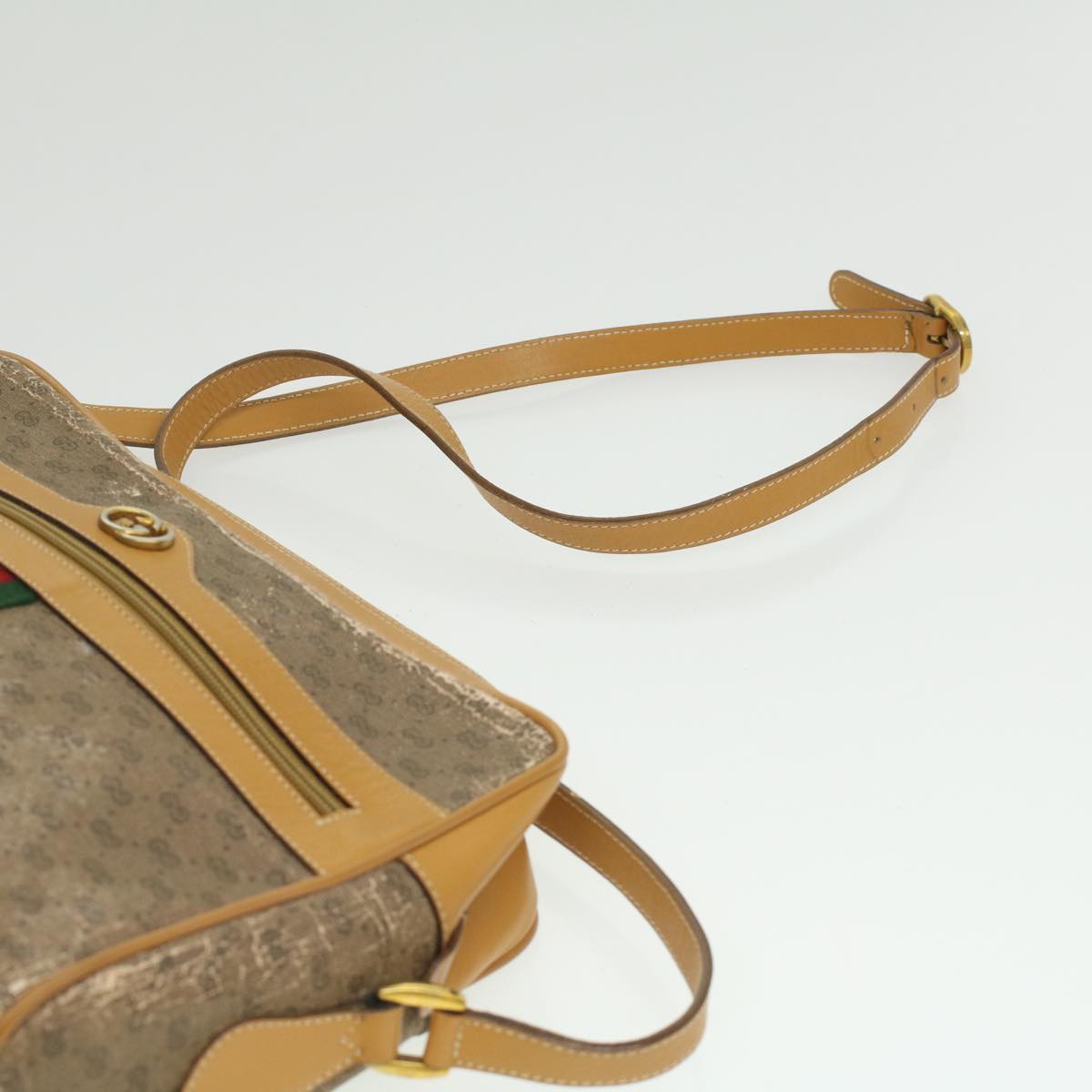 GUCCI Micro GG Canvas Web Sherry Line Shoulder Bag Beige Red Green fm1935