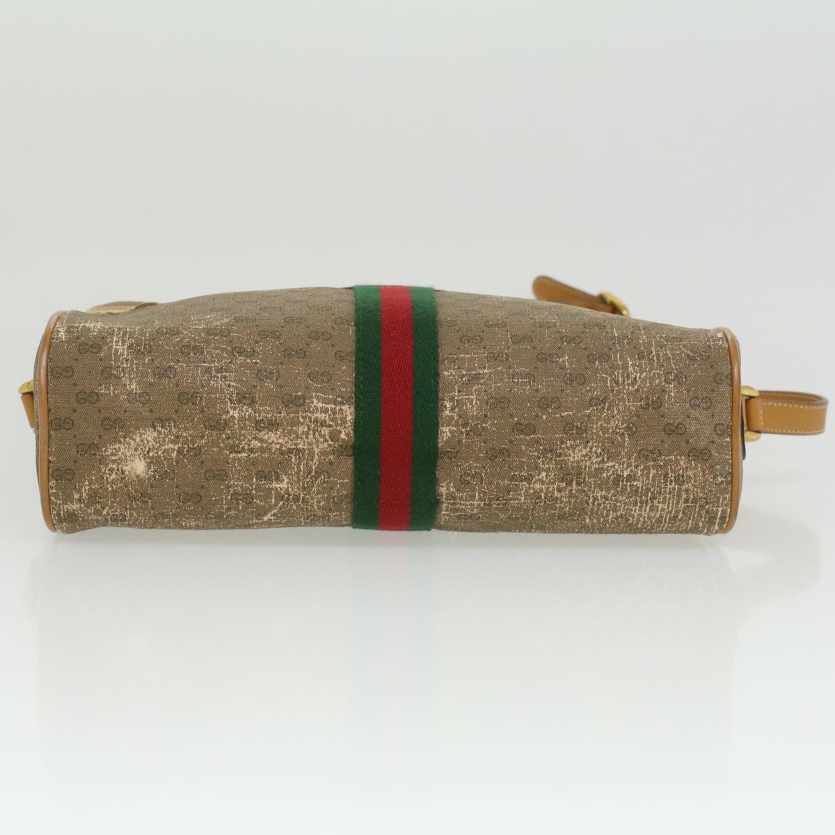 GUCCI Micro GG Canvas Web Sherry Line Shoulder Bag Beige Red Green fm1935