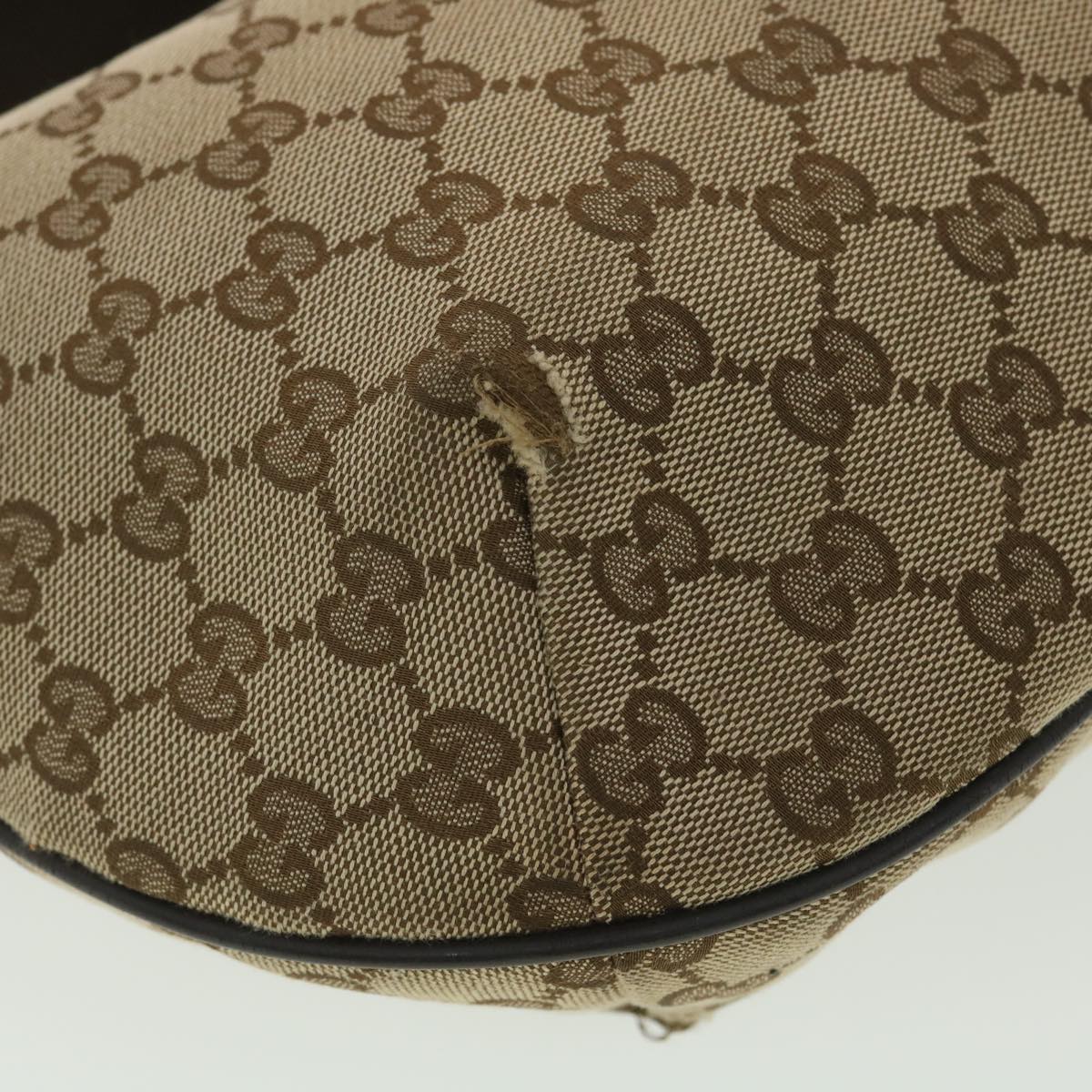 GUCCI GG Canvas Shoulder Bag Beige Dark Brown 181092 fm2121