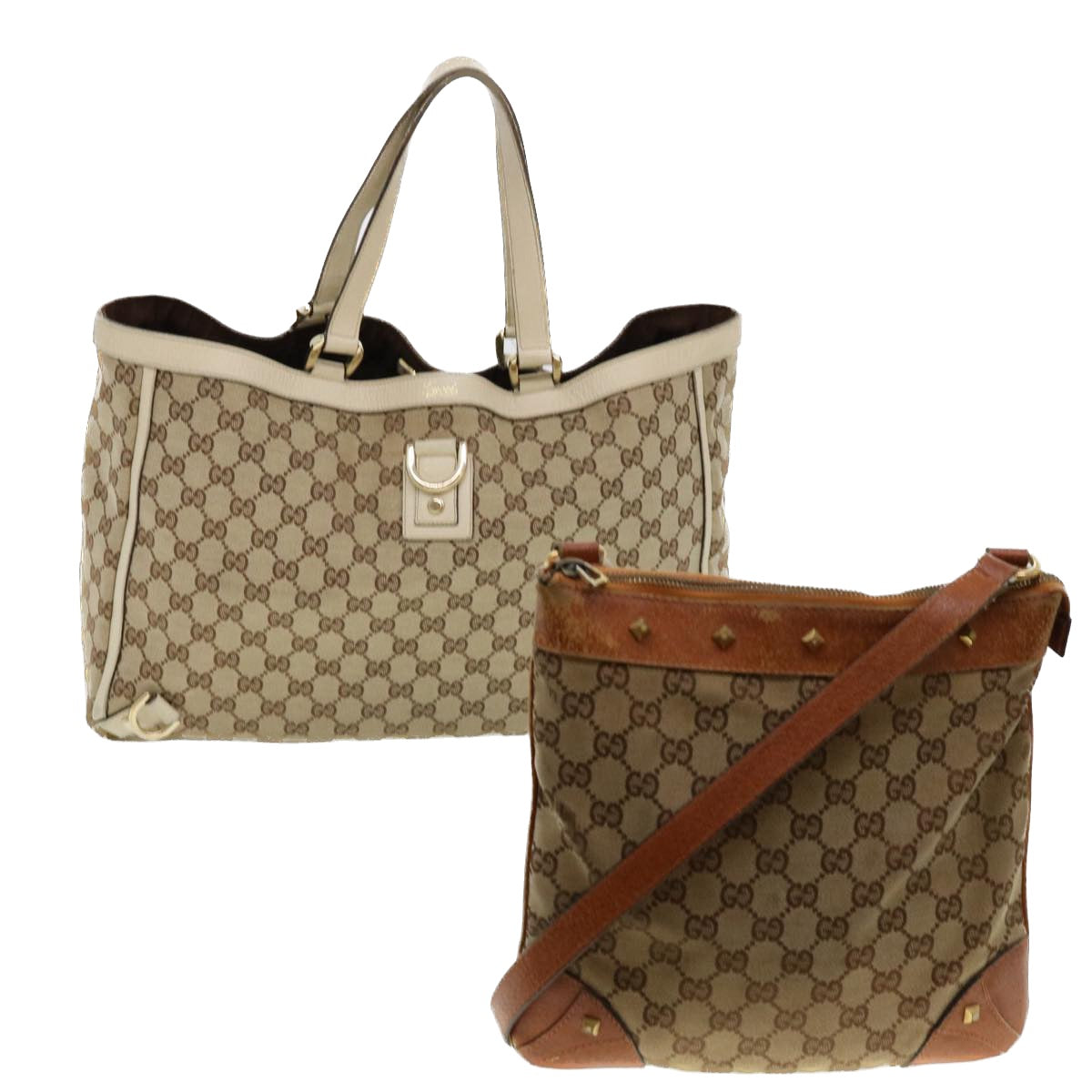 GUCCI GG Canvas Hand Bag 2Set Beige fm2158