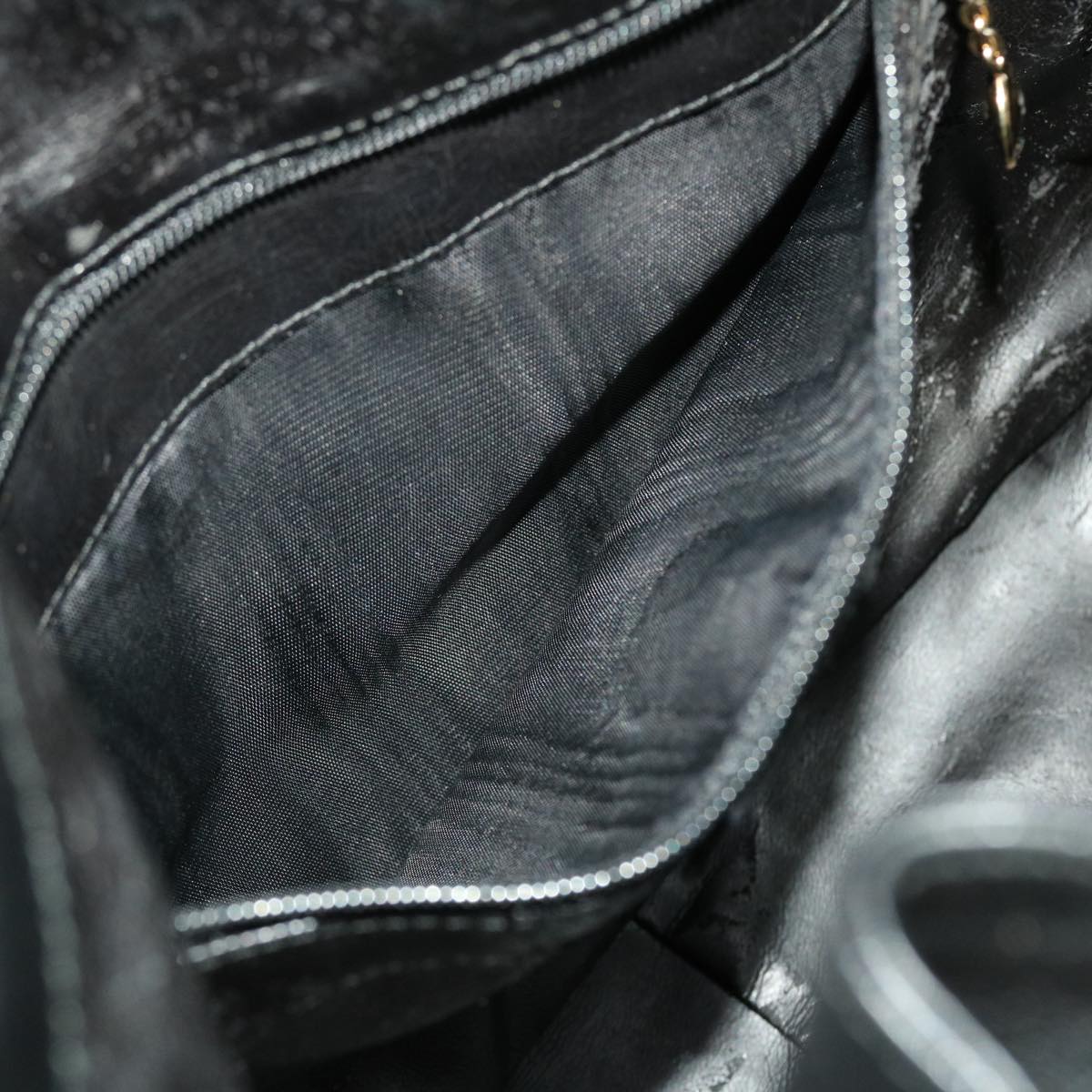 GUCCI Bamboo Shoulder Bag Leather Black fm2313