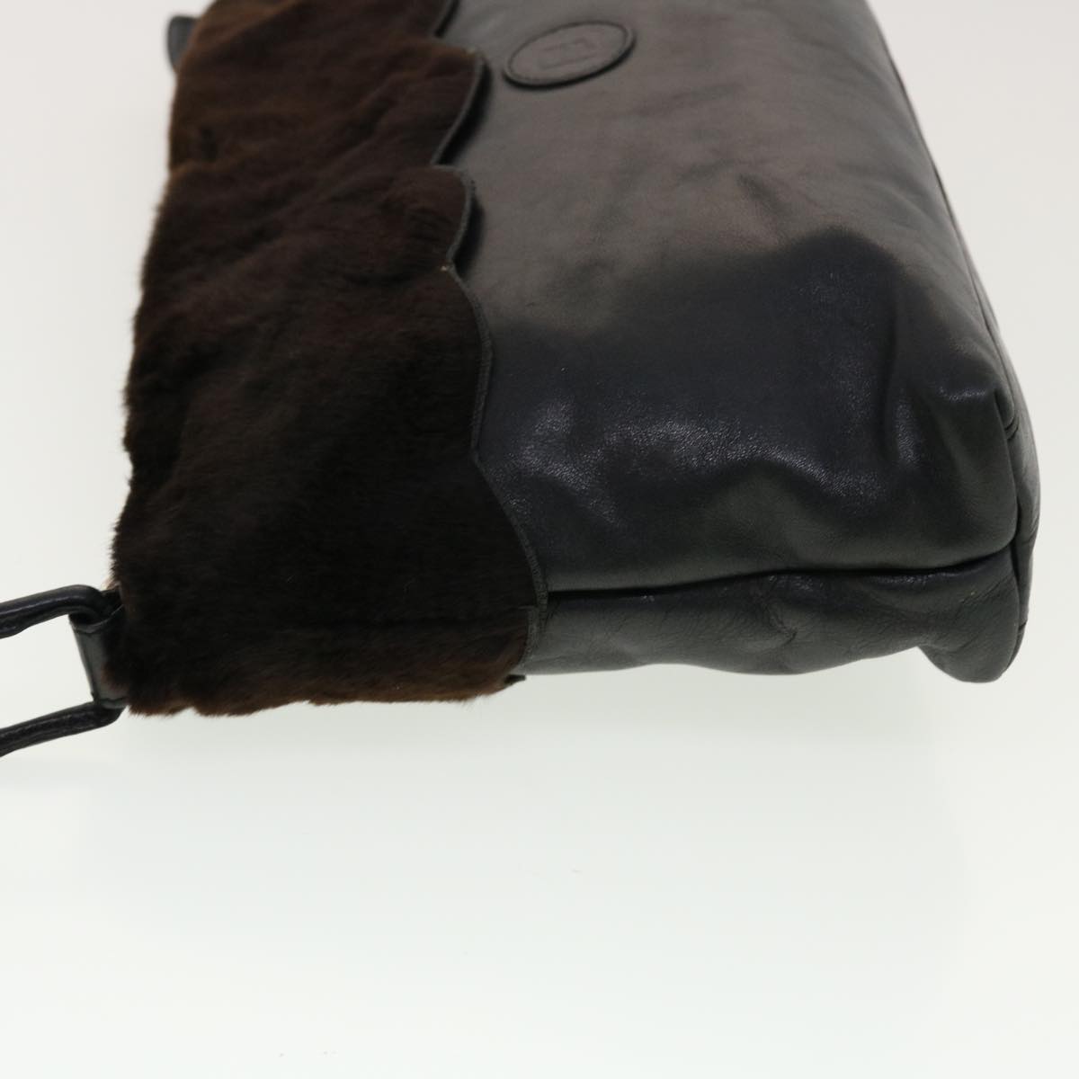 FENDI Clutch Bag Leather Black fm2351