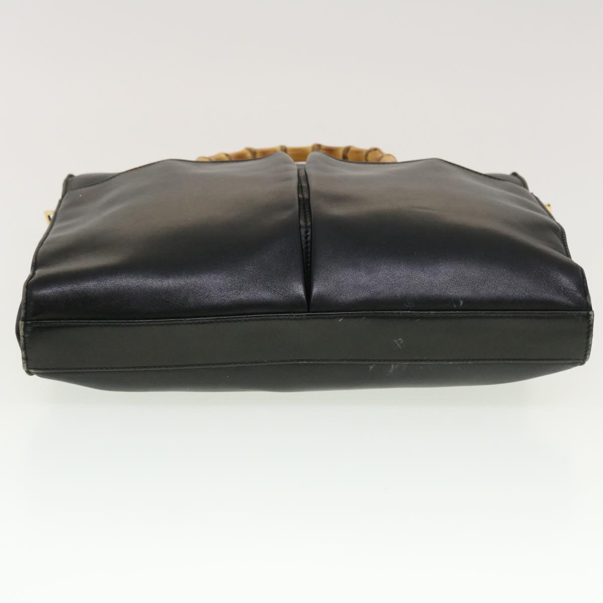 GUCCI Bamboo Hand Bag Leather 2way Black fm2374