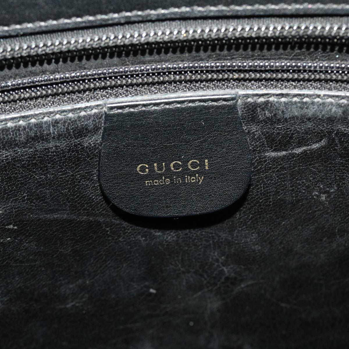 GUCCI Bamboo Hand Bag Leather 2way Black fm2374