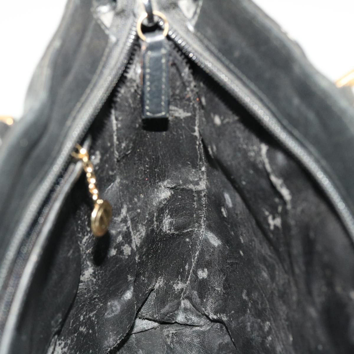 GUCCI Bamboo Hand Bag Leather 2way Black fm2374