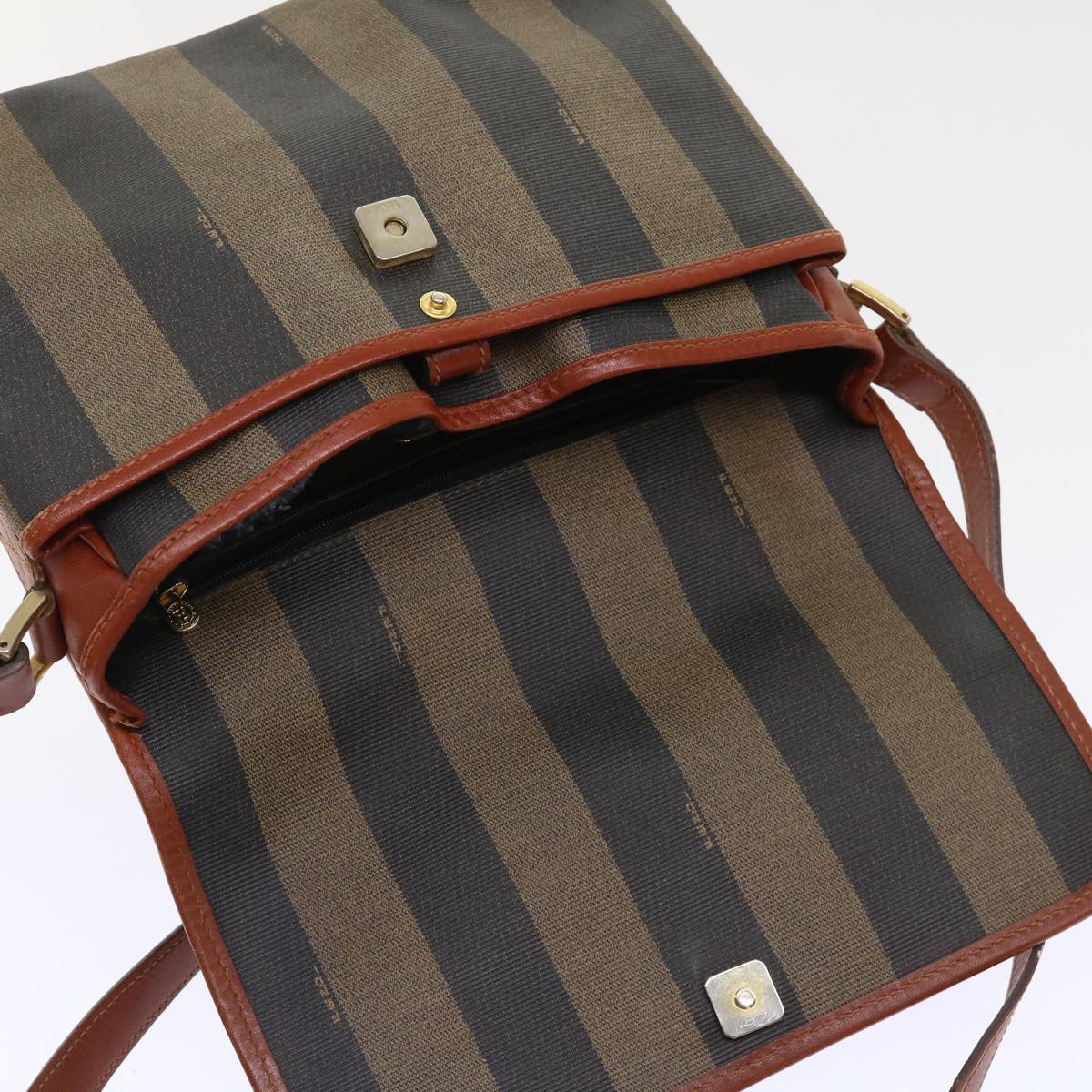 FENDI Pecan Canvas Shoulder Bag Black Brown fm2527