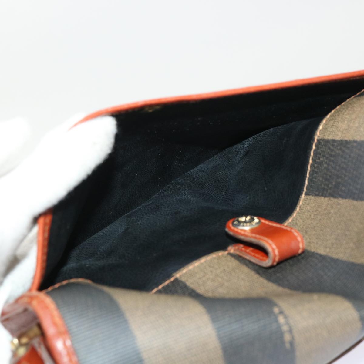 FENDI Pecan Canvas Shoulder Bag Black Brown fm2527