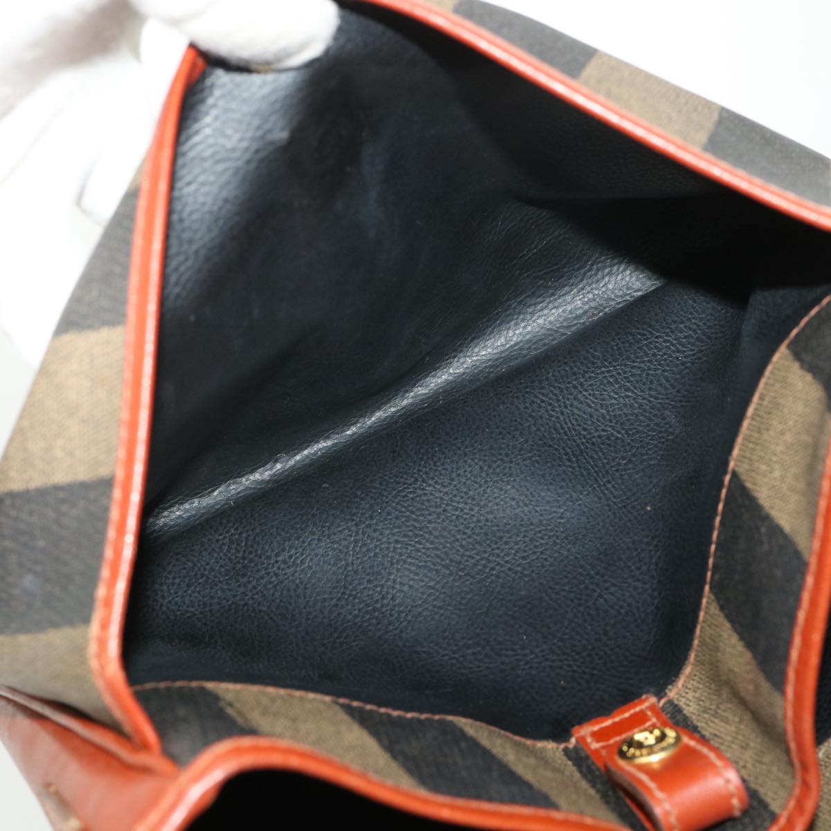 FENDI Pecan Canvas Shoulder Bag Black Brown fm2527