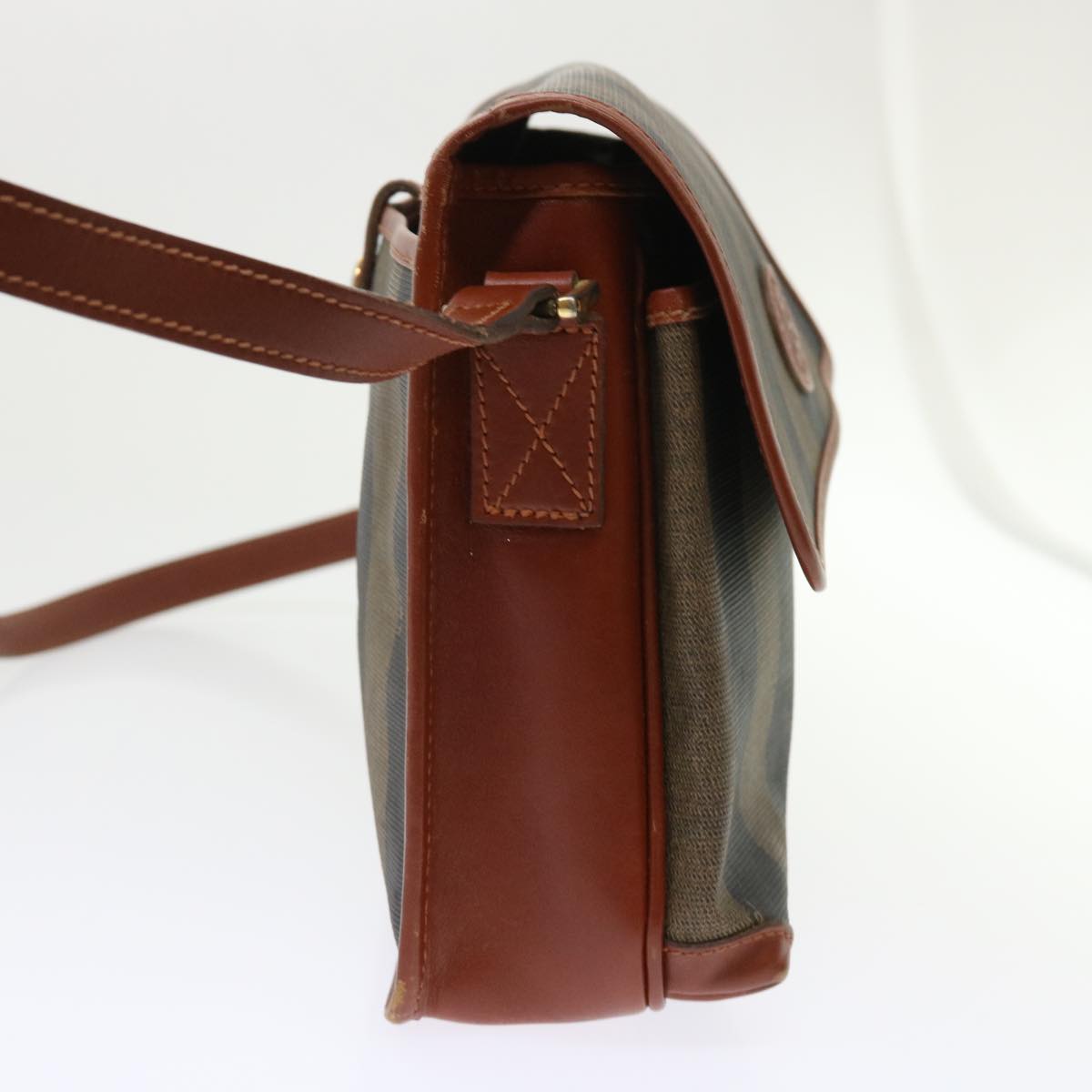 FENDI Pecan Canvas Shoulder Bag Black Brown fm2527