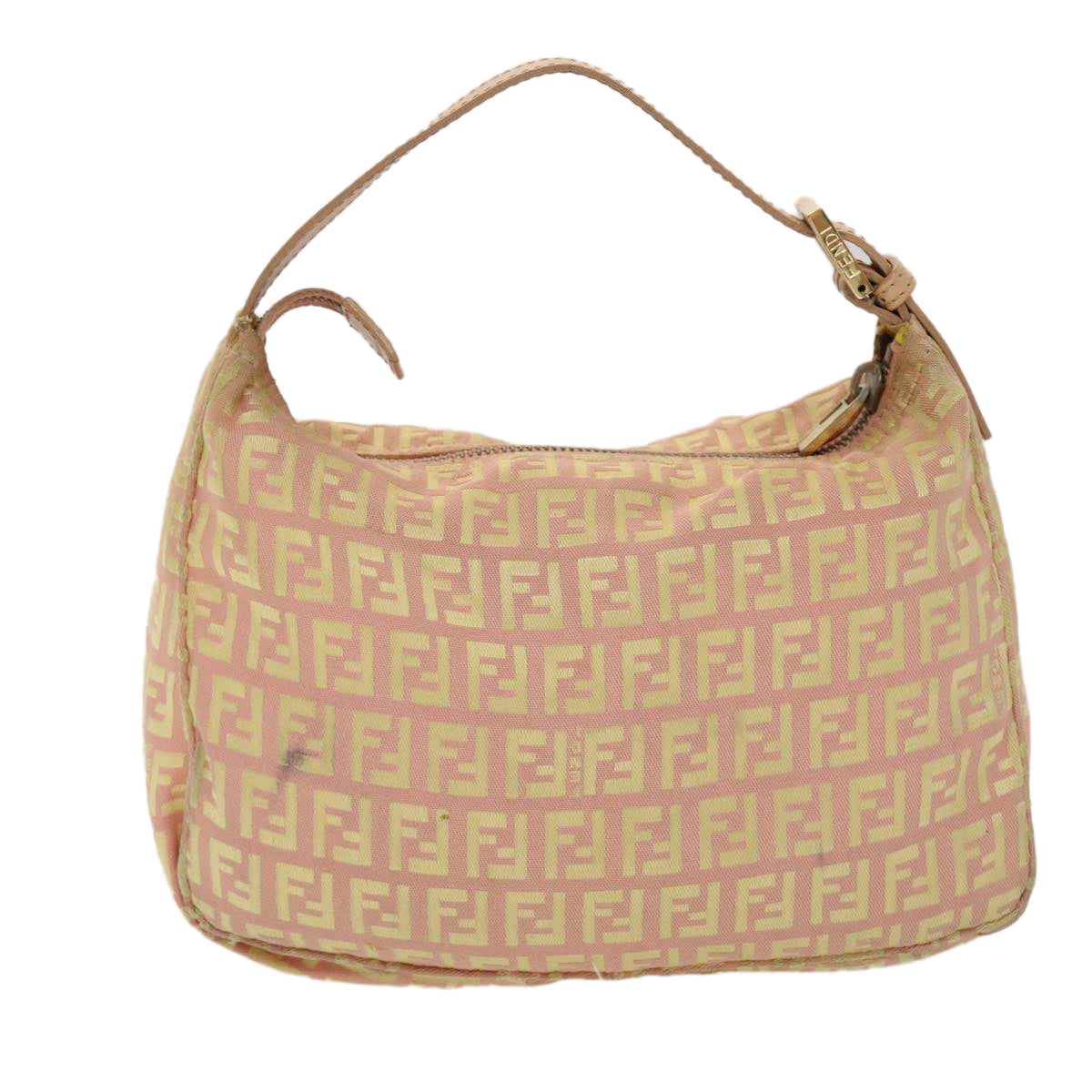 FENDI Zucchino Canvas Hand Bag Pink Gold fm2528