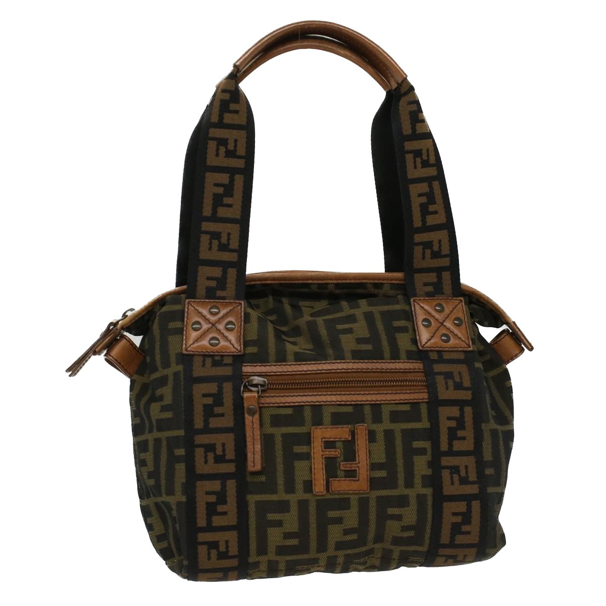 FENDI Zucca Canvas Hand Bag Black Brown fm2664