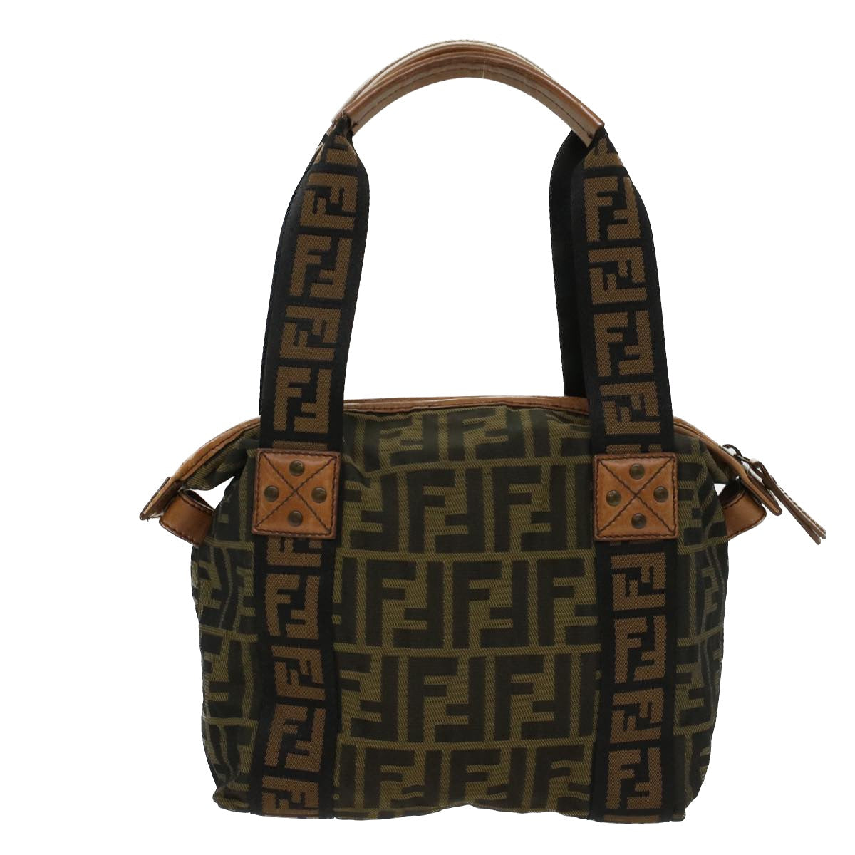 FENDI Zucca Canvas Hand Bag Black Brown fm2664
