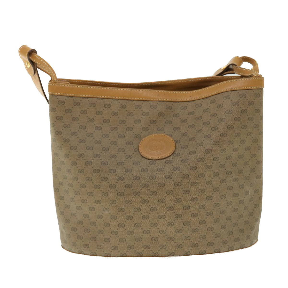 GUCCI Micro GG Canvas Shoulder Bag PVC Leather Beige fm2666