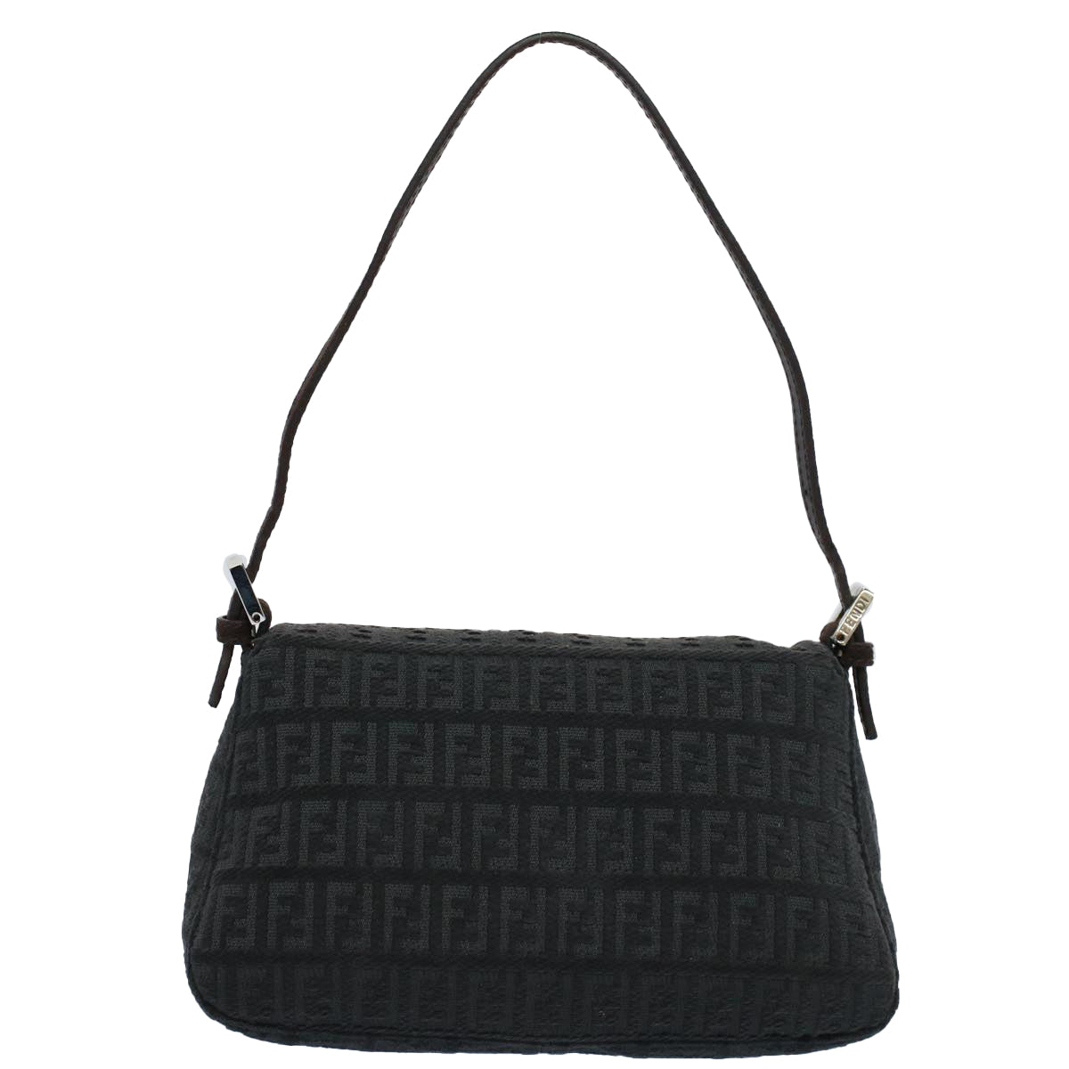 FENDI Zucchino Canvas Mamma Baguette Shoulder Bag Gray fm2754
