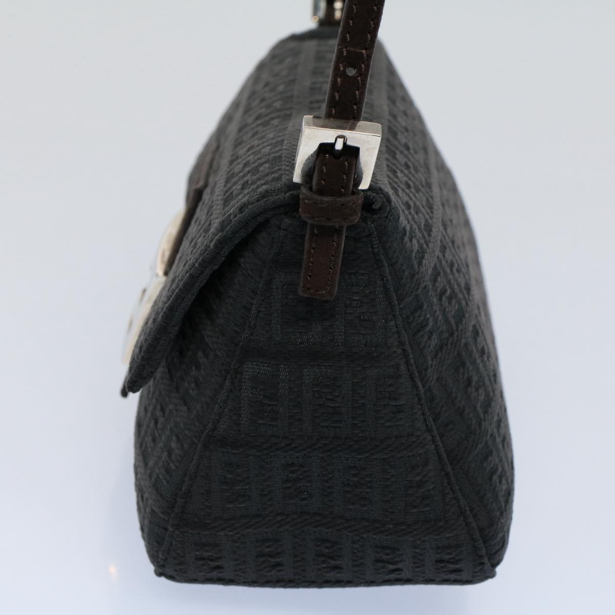 FENDI Zucchino Canvas Mamma Baguette Shoulder Bag Gray fm2754