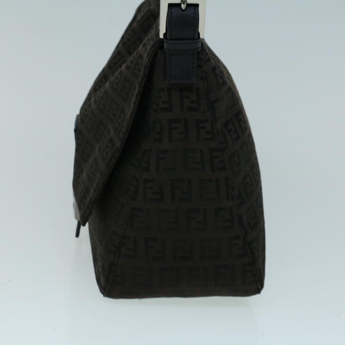 FENDI Zucchino Canvas Shoulder Bag Dark Brown fm2755