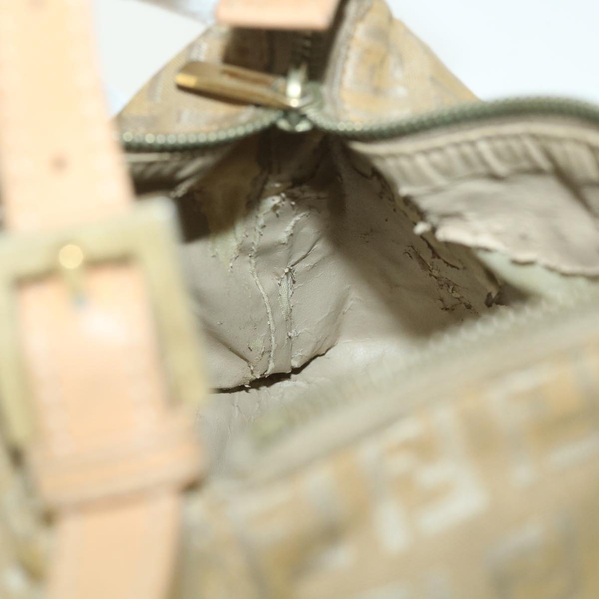 FENDI Zucchino Canvas Pouch Beige fm2756
