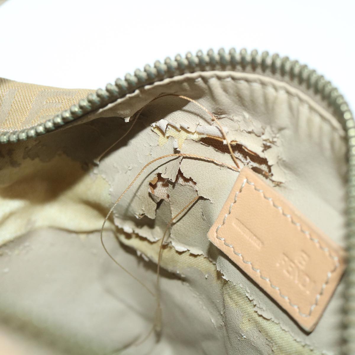 FENDI Zucchino Canvas Pouch Beige fm2756