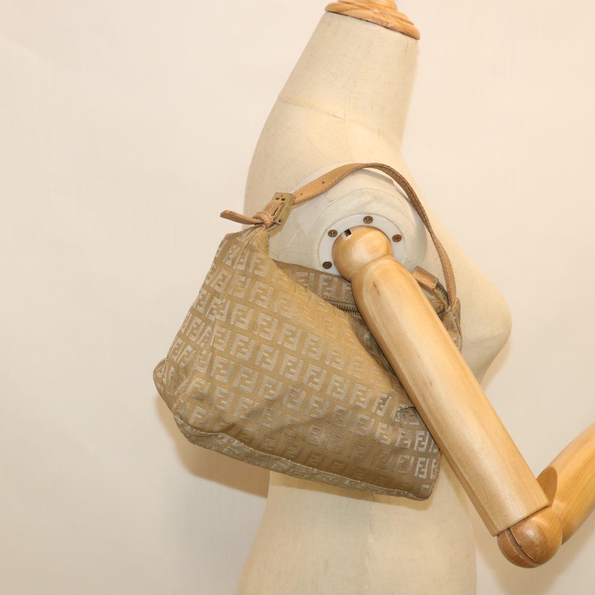 FENDI Zucchino Canvas Pouch Beige fm2756