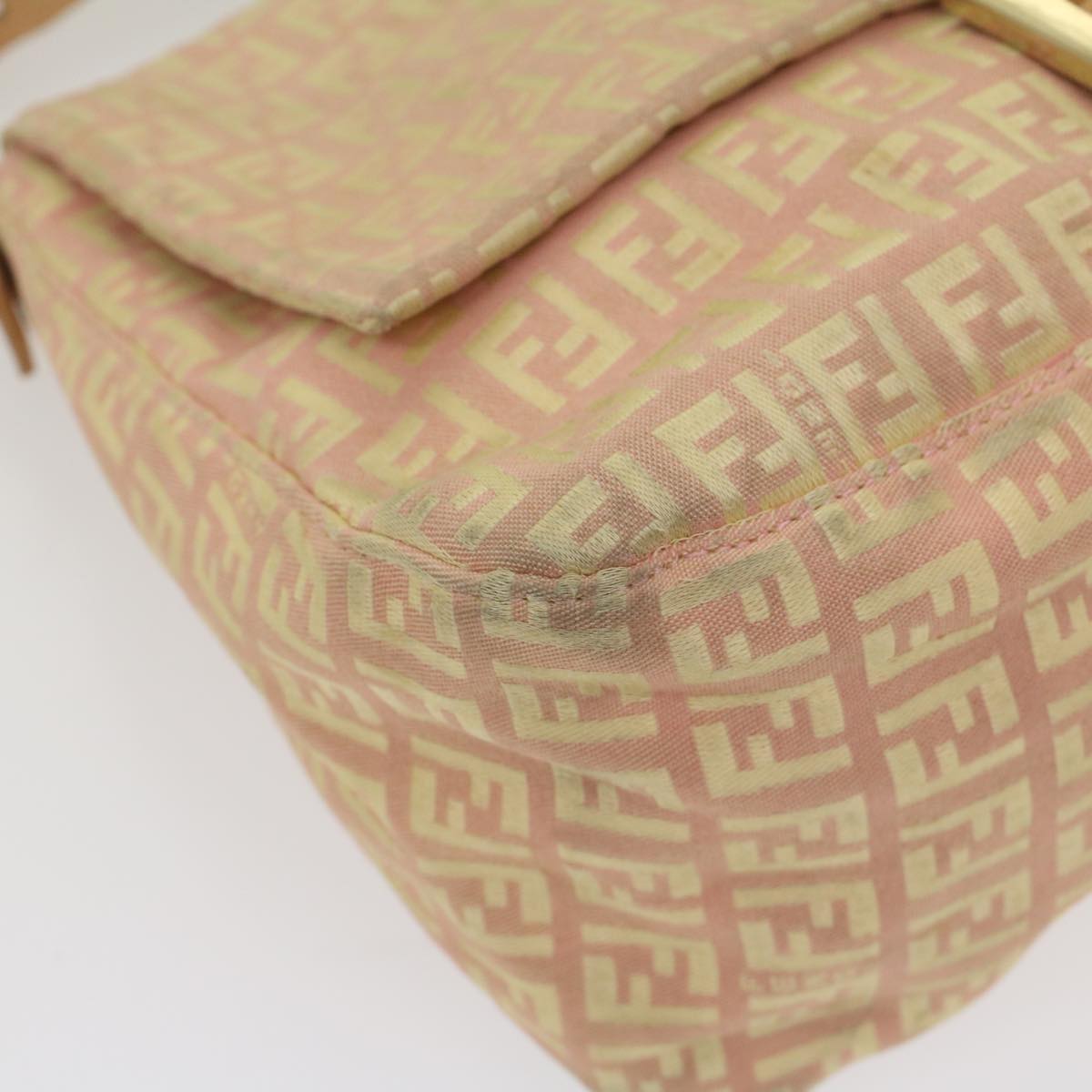 FENDI Zucchino Canvas Mamma Baguette Shoulder Bag Pink fm2757